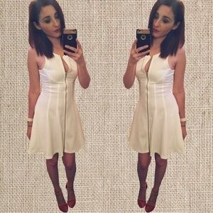 White zipper up tight dress